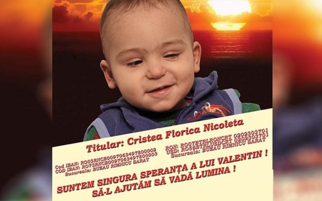 Se strâng bani pentru redarea vederii unui copil de doar un an şi 3 luni