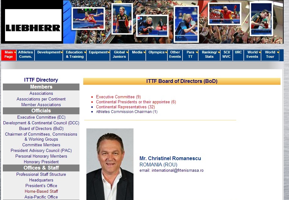Buzoian în Consiliul Director al Federației Internaționale de Tenis de Masă