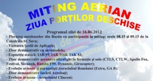 Sâmbătă, 16 iunie, va avea loc un miting aviatic la Școala de Aplicație pentru Forțele Aeriene din Boboc