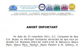 Compania de Apă anunta lucrari la retea si astazi