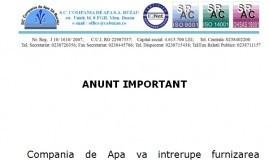 Mâine se oprește apa rece la blocurile arondate PT 34 – Unirii