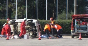 Pompierii, in exercitiu la un accident cu victime multiple