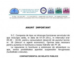 Astăzi se oprește apa în cartierul Dorobanți