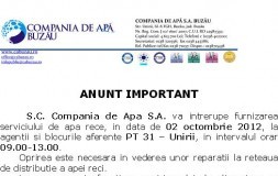 Întreruperi de apă la PT 13- Unirii
