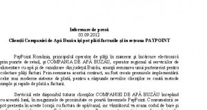 Clienţii Companiei de Apă Buzău îşi pot plăti facturile şi în reţeaua PAYPOINT