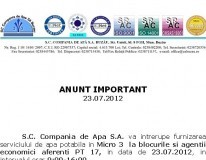 Luni se opreşte apa rece în Micro 3