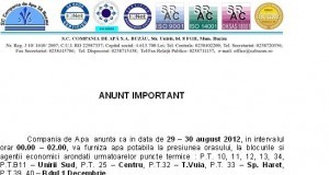 Astăzi se opreşte apa rece în mai multe zone ale oraşului