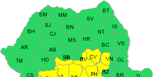 Buzăul, sub cod galben de ploi, grindină şi furtună