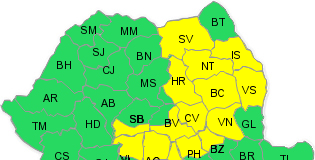Cod galben de ploi pentru Buzau pana joi seara