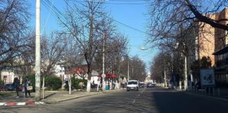 Trecere de pietoni înălţată şi semafor cu buton, pe Bulevardul Bălcescu