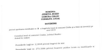 Consilierii locali din Cislău au votat rectificarea nr. 2 a bugetului local