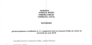 Consilierii locali din Cislău au votat rectificarea nr. 5 a bugetului local