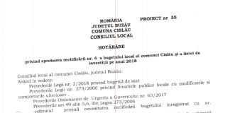 Consiliul local Cislău a votat rectificarea nr. 6 a bugetului local