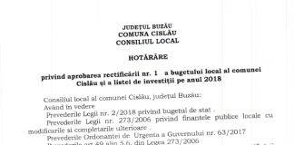 Consilierii locali din Cislău au votat rectificarea nr. 1 a bugetului local