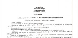 Consiliul local Cislău a votat rectificarea nr. 8 a bugetului local