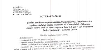 Consiliul local Cislău a aprobat regulamentul de ordine interioară al Centrului de Zi Doamna Neaga