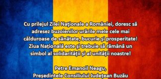 Mesajul președintelui Consiliului Județean Buzău, de Ziua Națională