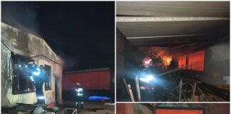 (FOTO) Flăcări la un depozit de mobilă! Ce s-a întâmplat