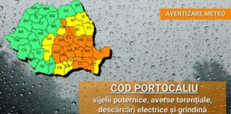 Județul Buzău, sub cod portocaliu de vijelii și averse torențiale!