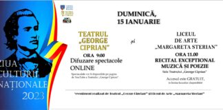 Liceul de Arte, recital de Ziua Culturii Naționale, la Teatrul „George Ciprian”. Accesul e gratuit