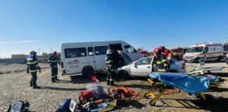 (FOTO) Scenariu de groază pe E85. Exercițiu tactic al ISU, mobilizare impresionantă de forțe. Filmul intervenției