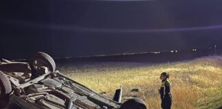 (FOTO) UPDATE: Din păcate, unul dintre bărbați a decedat. Mașină răsturnată pe E85. Doi bărbați, răniți în accident