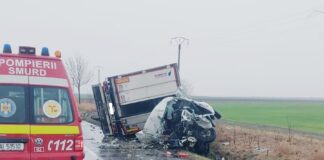 (UPDATE/FOTO) Șofer decedat. Accident teribil pe E85, la Limpeziș. Impact între un TIR și o dubă