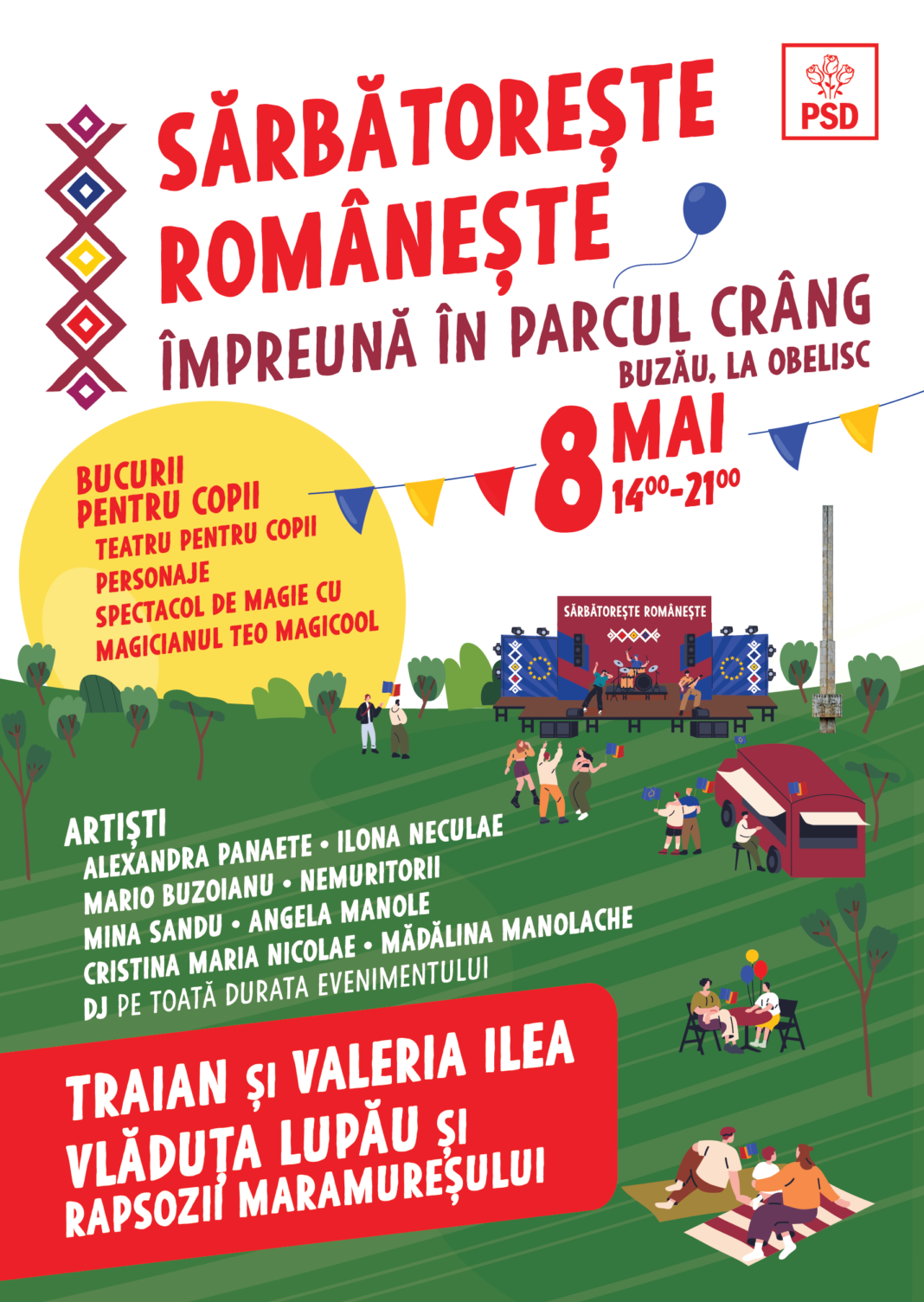 Afiș PSD Sărbătorește românește 8 mai 2024