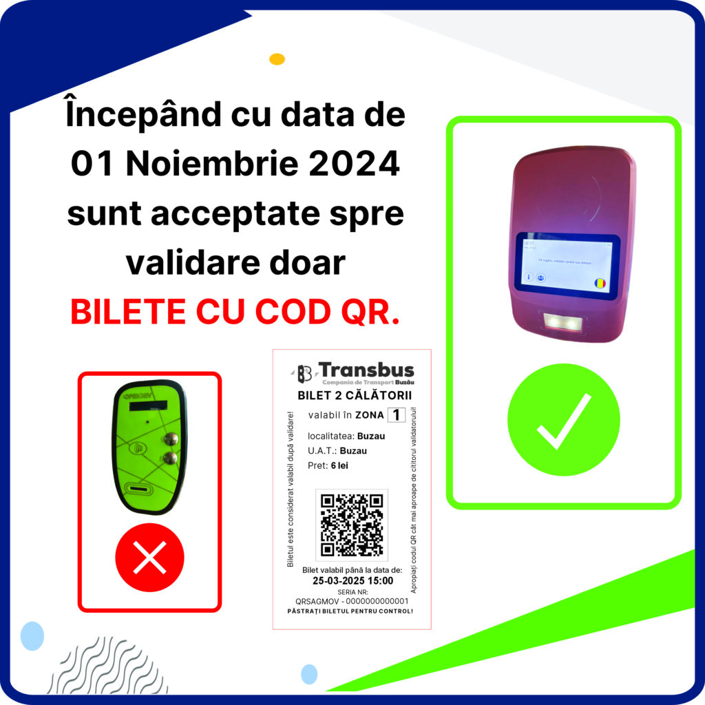 anunț Trans Bus Buzău, validare bilete abonamente Trans Bus
