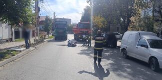 (UPDATE/FOTO) Accident în Pătârlagele, trafic blocat. Motociclist rănit