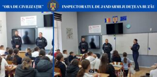 ,,Ora de civilizație”, la Școala Merei. Jandarmii, în dialog cu elevii