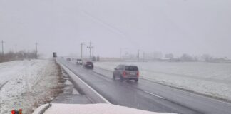 Primul episod de ninsoare pe șoselele buzoiene