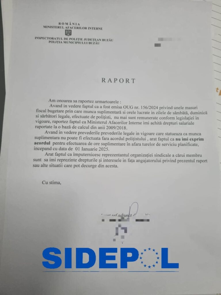 proteste polițiști Buzău, refuz ore suplimentare polițiști Buzău