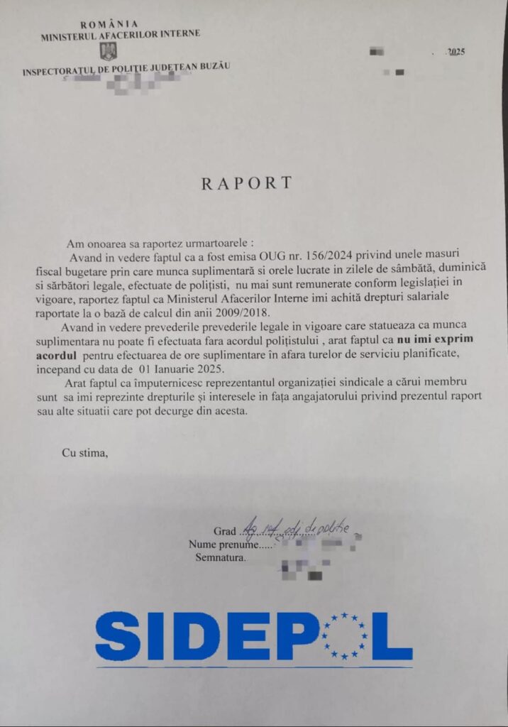 proteste polițiști Buzău, refuz ore suplimentare polițiști Buzău