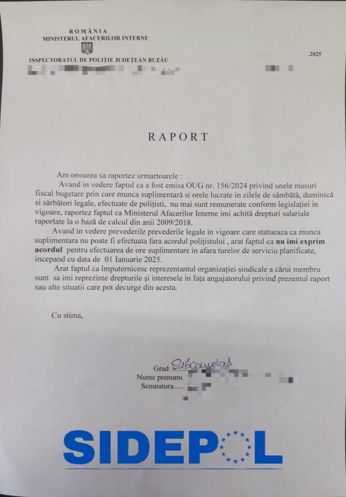 proteste polițiști Buzău, refuz ore suplimentare polițiști Buzău