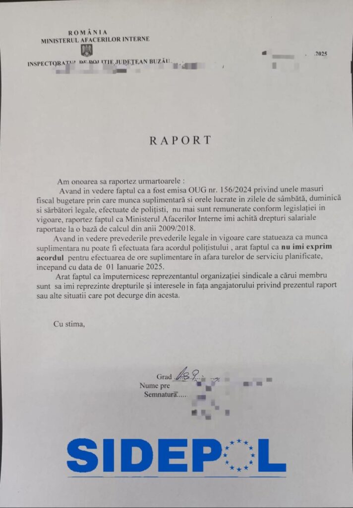 proteste polițiști Buzău, refuz ore suplimentare polițiști Buzău