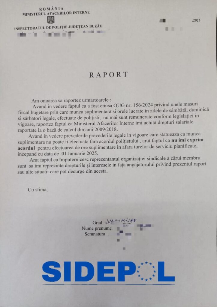 proteste polițiști Buzău, refuz ore suplimentare polițiști Buzău