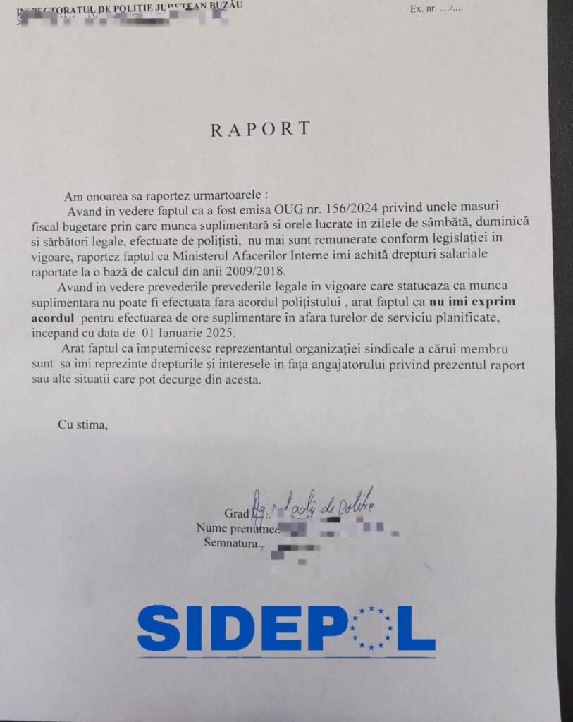 proteste polițiști Buzău, refuz ore suplimentare polițiști Buzău