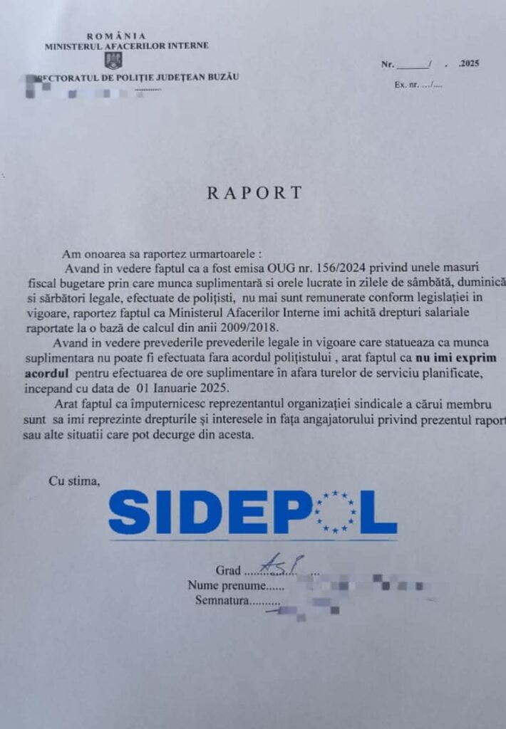 proteste polițiști Buzău, refuz ore suplimentare polițiști Buzău