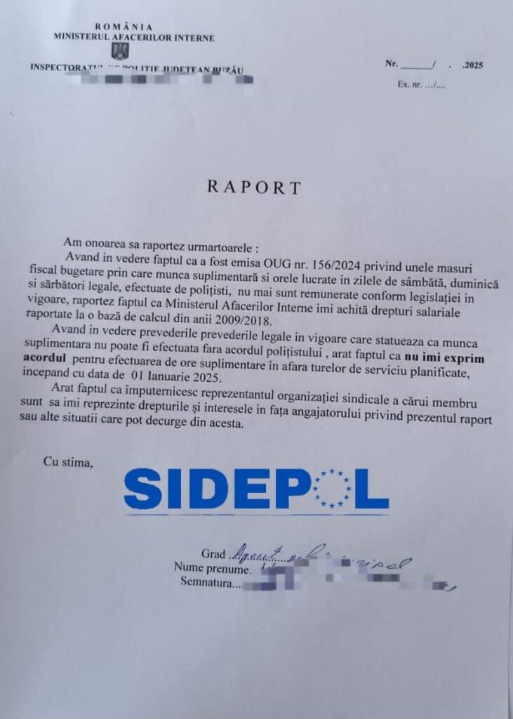 proteste polițiști Buzău, refuz ore suplimentare polițiști Buzău