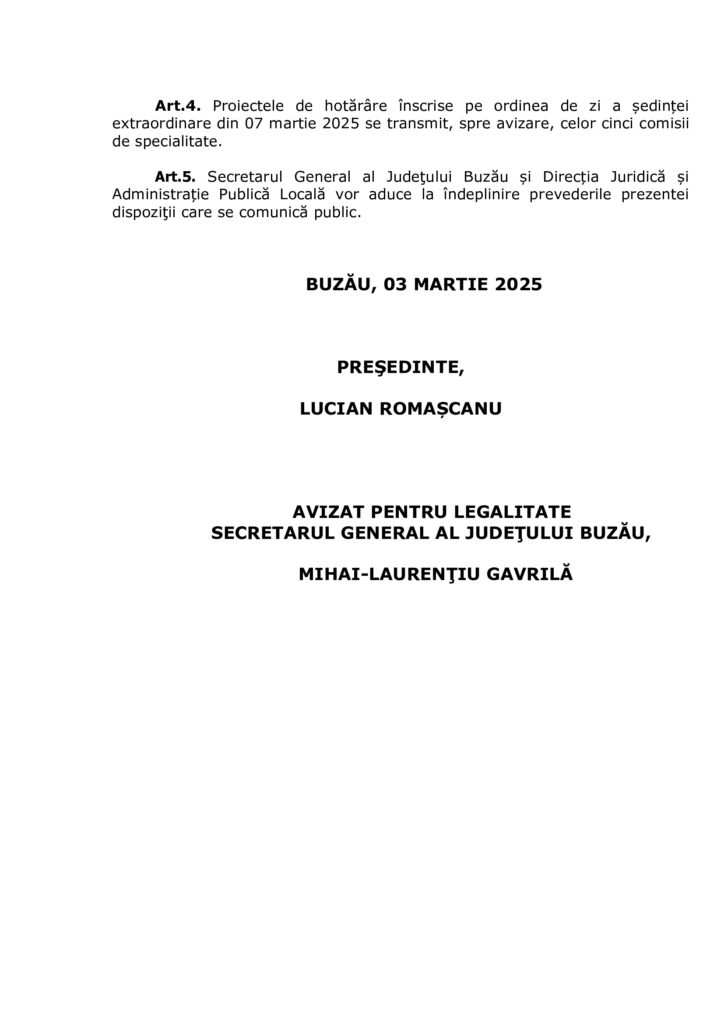 ședință extraordinară CJ Buzău martie 2025