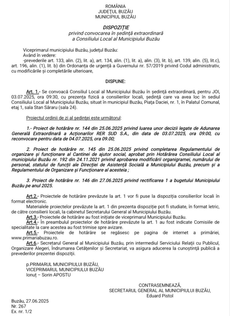 ședință extraordinară CLM Buzău