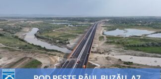 (VIDEO) Cum arată noul pod peste râul Buzău. Printre cele mai lungi din țară, parte a autostrăzii A7