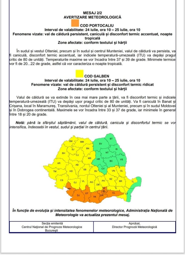 cod galben caniculă Buzău