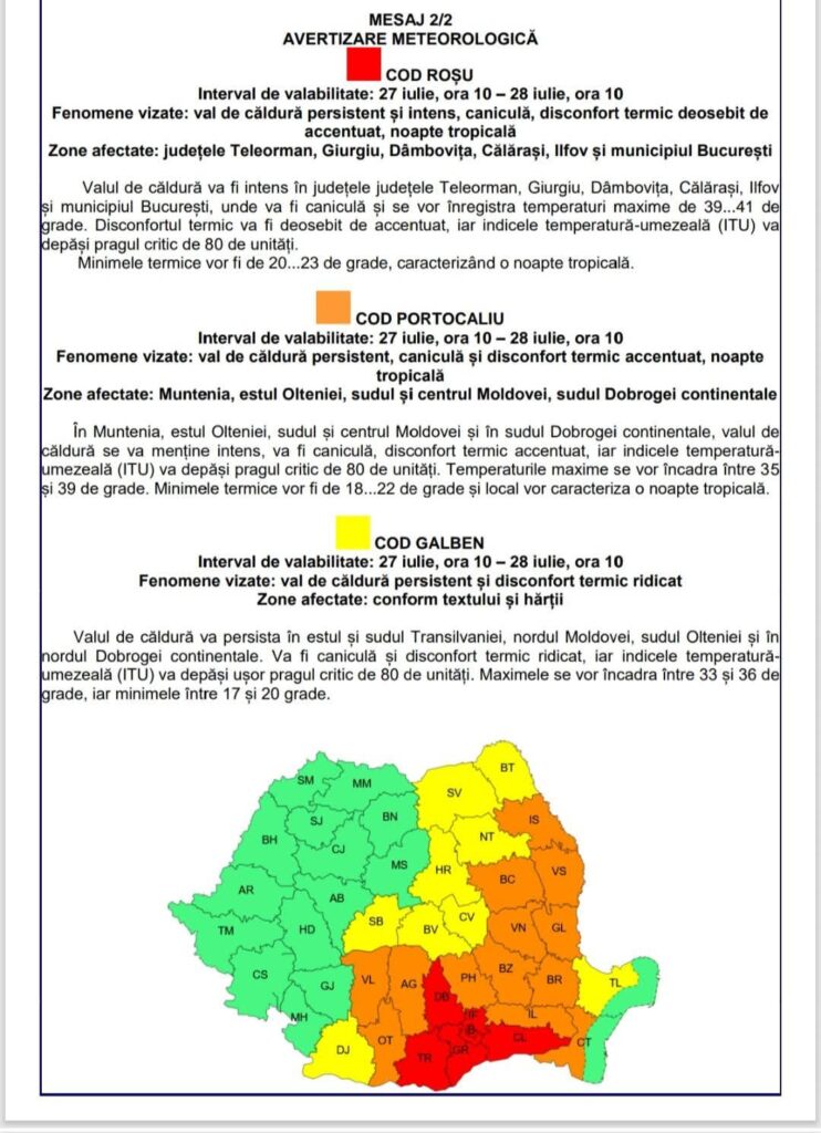 cod portocaliu caniculă Buzău
