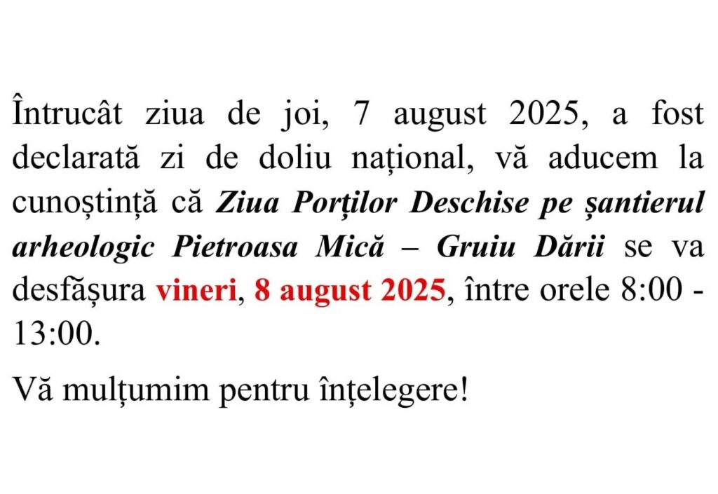 Porți Deschise Gruiul Dării sit arheologic Pietroasele