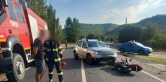 (UPDATE/FOTO) Motociclist implicat într-un accident, în Beceni