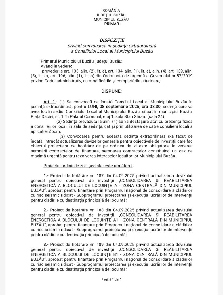 ședință extraordinară CLM Buzău