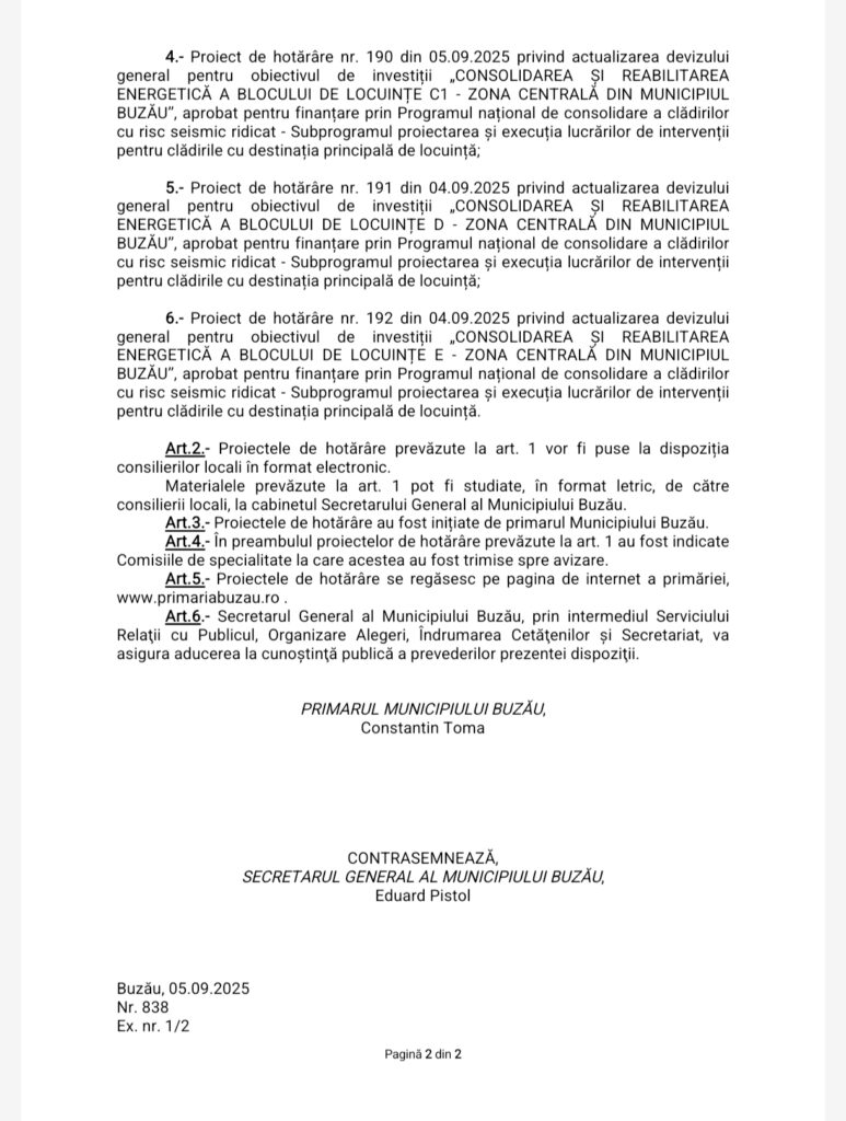 ședință extraordinară CLM Buzău