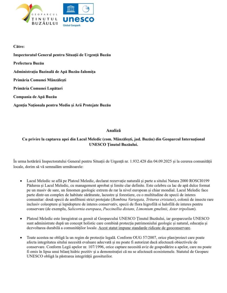 captare apă Lac Meledic, comunicat Compania de Apă Buzău